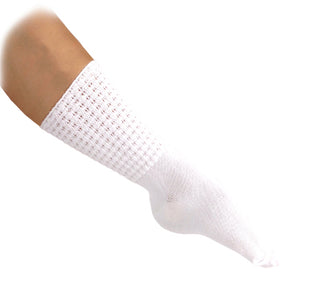 White Irish dance socks with open-knit ribbed cuff and breathable cotton