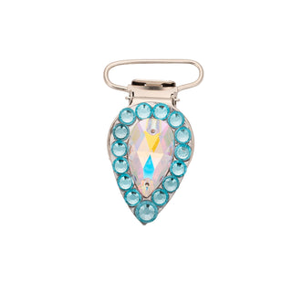 Pear Competition Number Clip - Aquamarine Crystals