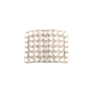 Classic Deluxe CC rhinestone buckle with clear crystal grid and silver finish for dance stage