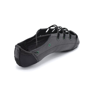Rear view of Hullachan H5 black dance shoe with lace tie and fabric heel panel