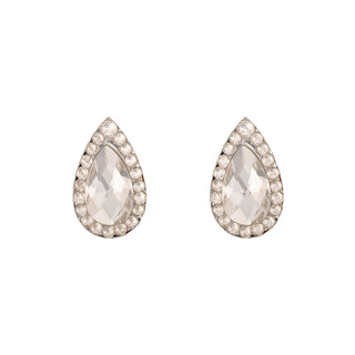 Crystal Clear Diamante Edged Pear Earrings
