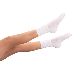 White Energise compression Irish dance socks ultra-low length with ribbed cuff