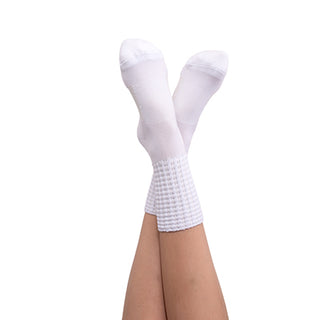Energise white compression socks for Irish dancers highlighting silhouette and fit