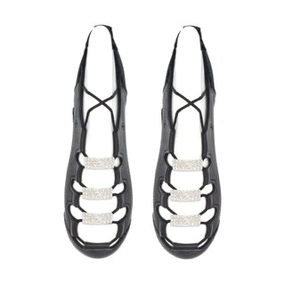Annie AB Diamante Pump Buckles on black Irish dancing ghillies with iridescent circular stones