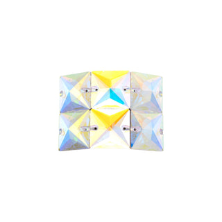 Oversized square jig shoe buckle with six AB pyramid crystals for dancers