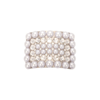 Grace Buckle with White Pearls and Crystal Clear Rhinestones