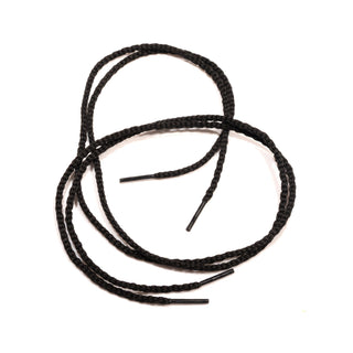 Black braided jig shoe laces for Irish dancing with plastic aglets