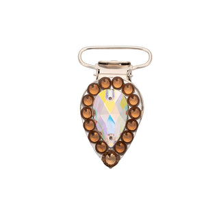 Pear Competition Number Clip - Smoked Topaz Crystals