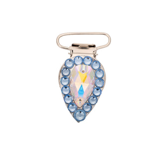Pear Competition Number Clip - Light Sapphire Crystals