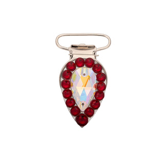 Pear Competition Number Clip - Dark Siam Crystals