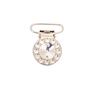Circular Number Clip in Clear Crystals Around Central Diamante