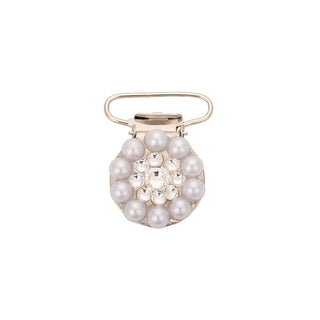 Grace Number Clip - Silver Pearl with Crystal Clear Diamantes