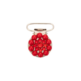 Grace Number Clip - Red Pearls with Light Siam Rhinestones