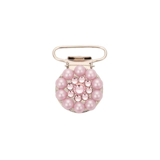 Grace Number Clip - Soft Pink Pearl with Pink Rhinestones