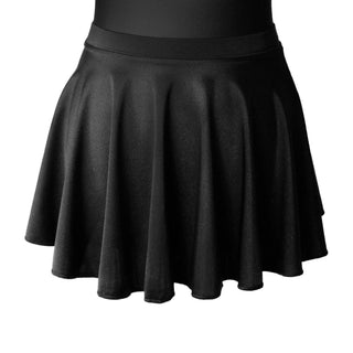 Black circular Irish dance skirt with elastic waistband for feis competition
