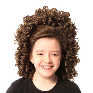 Vivien traditional tight curl full wig medium brown on young girl