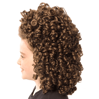 Side profile of Vivien medium length tight curl wig shoulder length